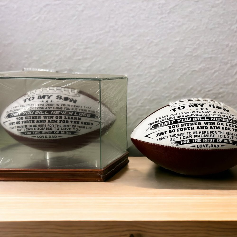Wood Display Case with American Football Gift for Your Son.